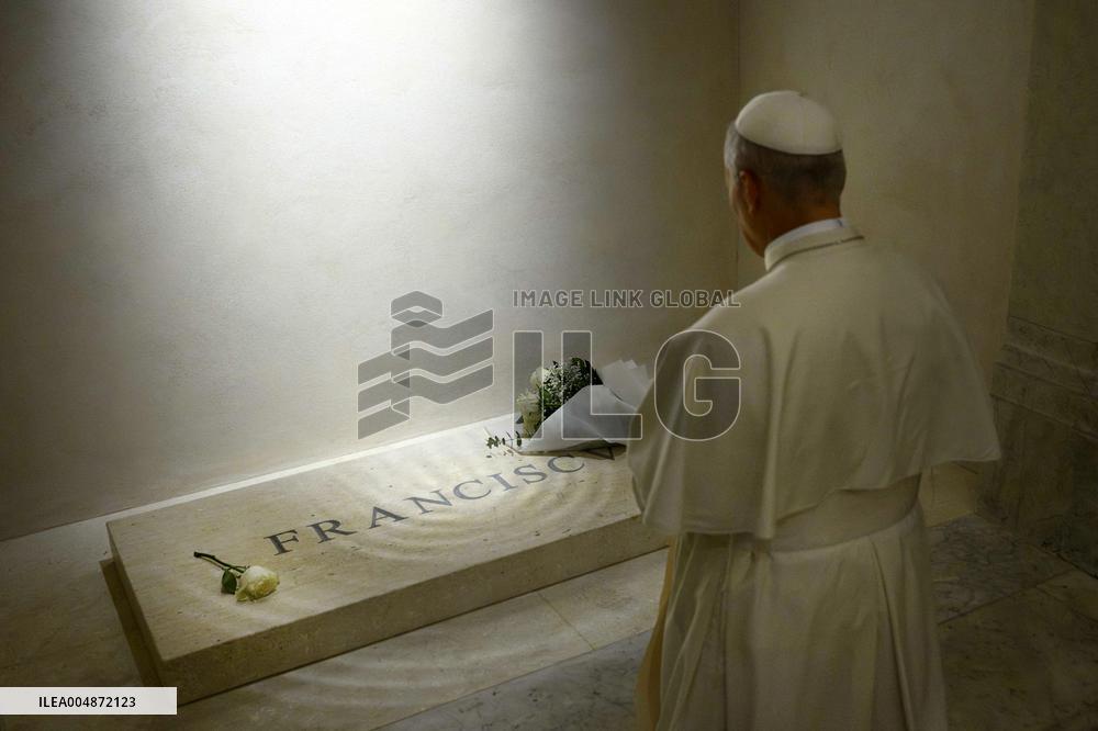 Pope Leo XIV Prays At Pope Francis’ Tomb - Rome