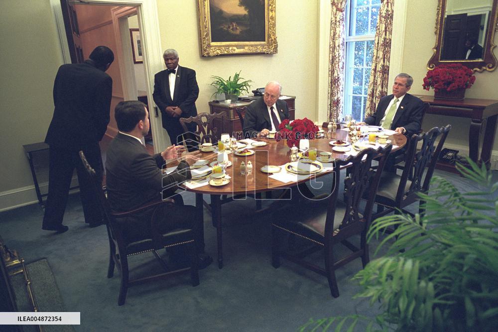 Dining with VP Cheney and King Abdullah II of Jordan