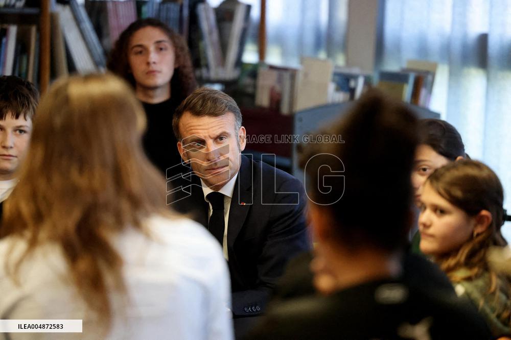 President Macron Meets with Middle and High School Students - Rochefort