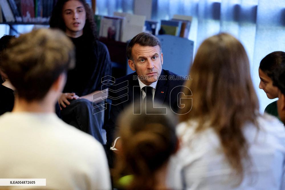 President Macron Meets with Middle and High School Students - Rochefort