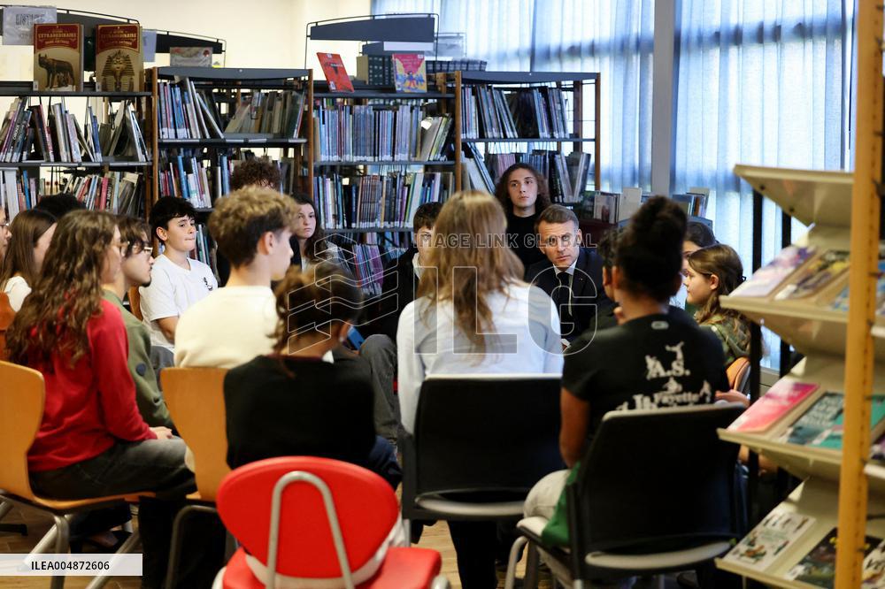 President Macron Meets with Middle and High School Students - Rochefort