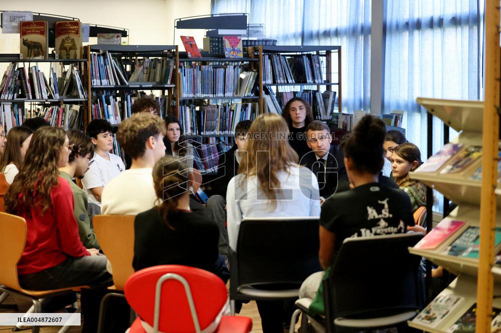 President Macron Meets with Middle and High School Students - Rochefort