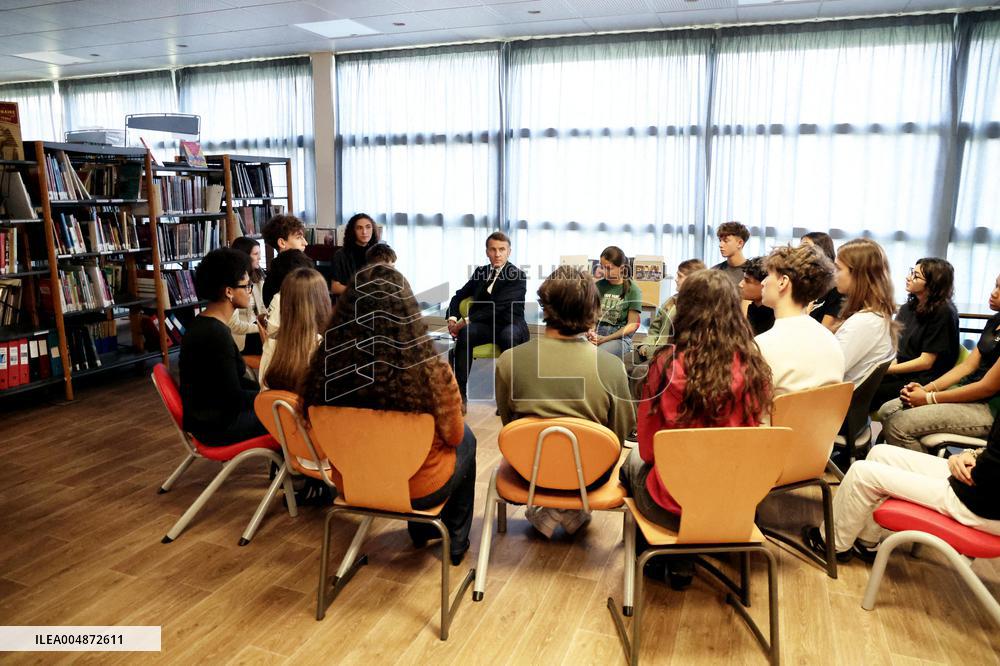 President Macron Meets with Middle and High School Students - Rochefort