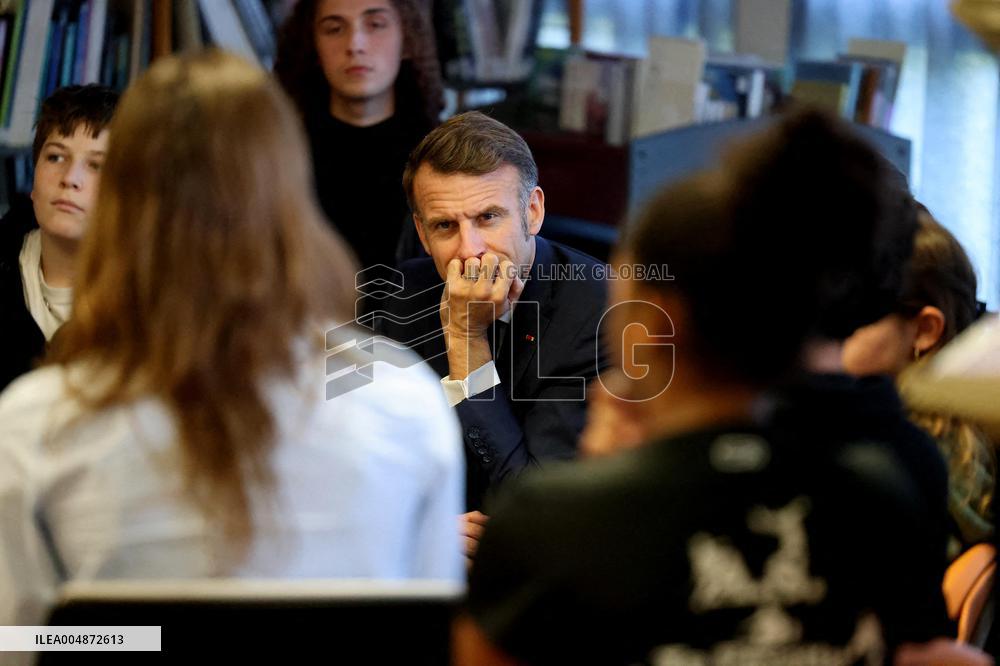 President Macron Meets with Middle and High School Students - Rochefort