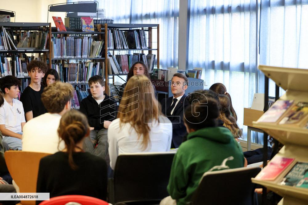 President Macron Meets with Middle and High School Students - Rochefort