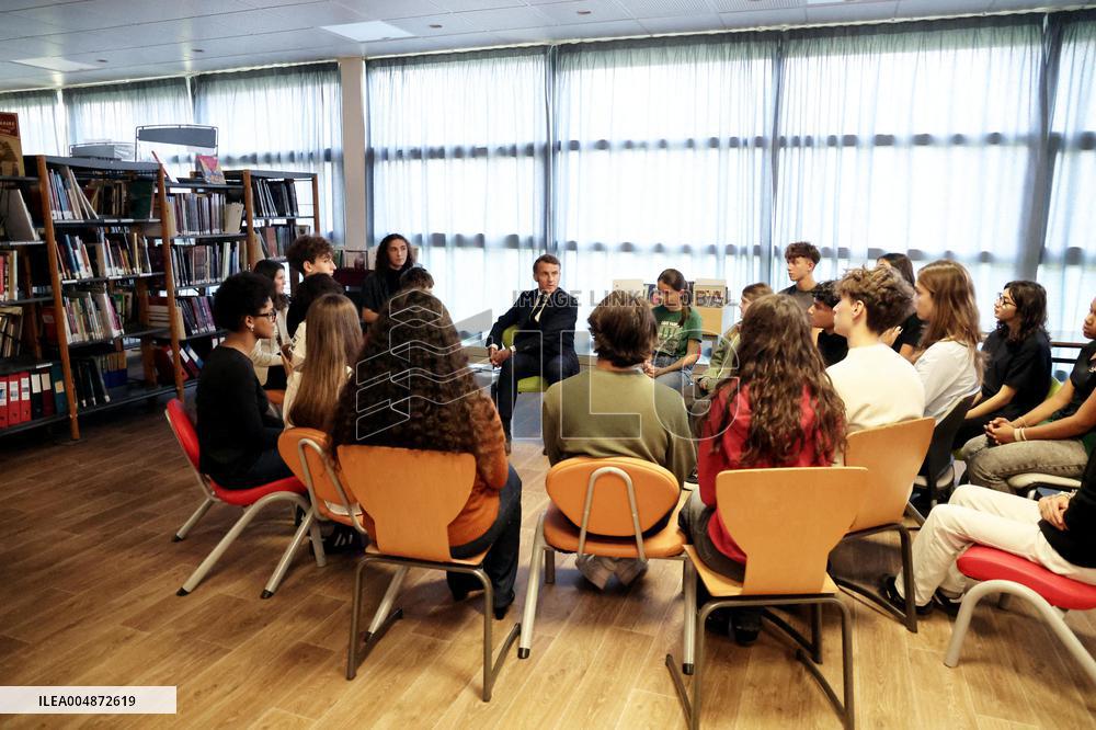 President Macron Meets with Middle and High School Students - Rochefort