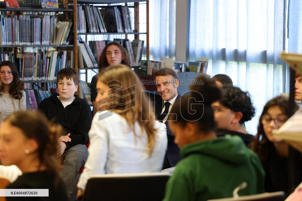 President Macron Meets with Middle and High School Students - Rochefort