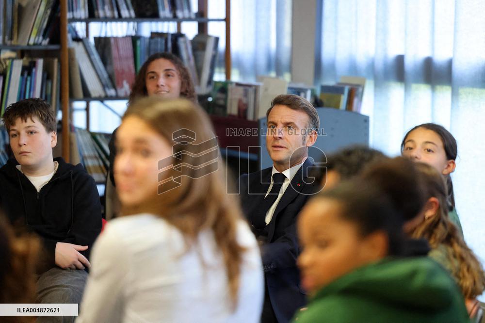 President Macron Meets with Middle and High School Students - Rochefort