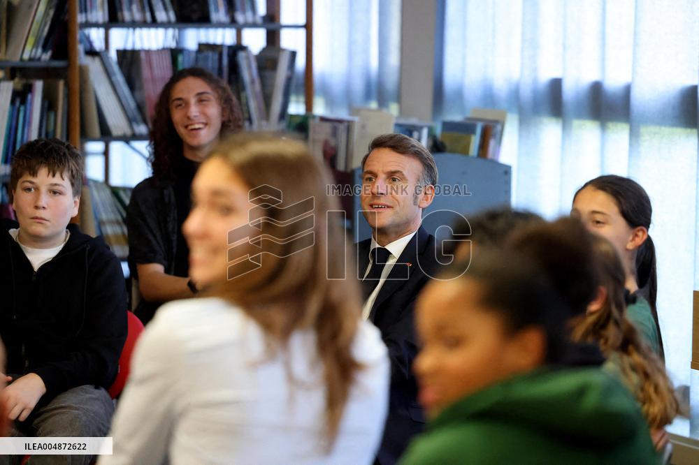 President Macron Meets with Middle and High School Students - Rochefort