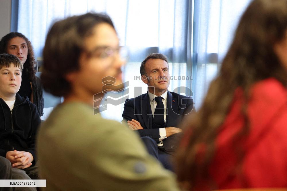President Macron Meets with Middle and High School Students - Rochefort