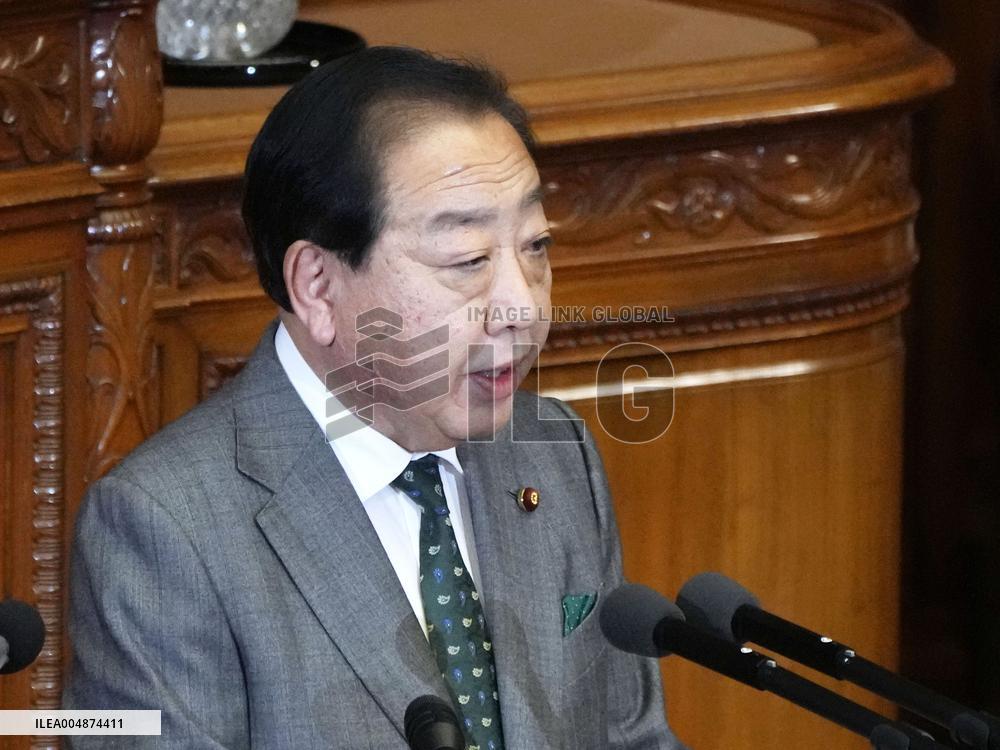 Japan opposition party leader Noda in parliament