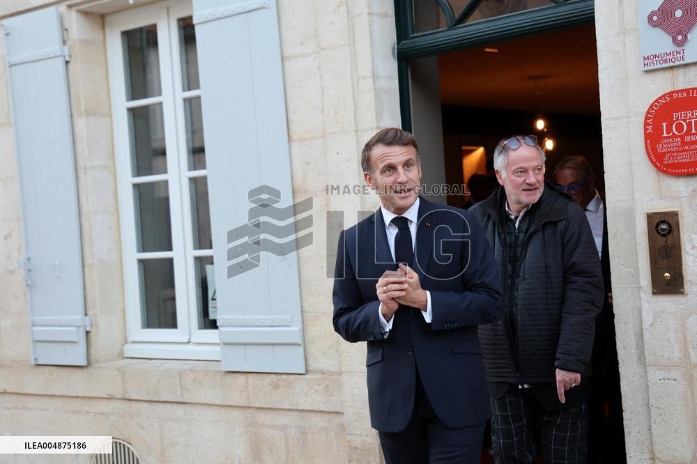 President Macron Visits the Pierre Loti House - Rochefort