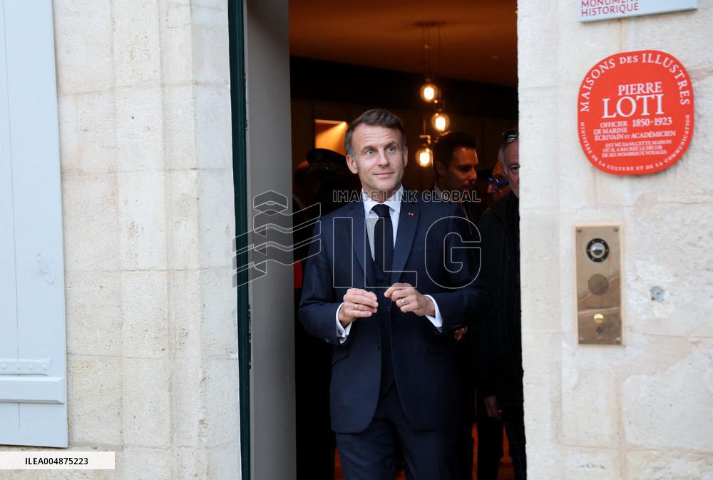 President Macron Visits the Pierre Loti House - Rochefort