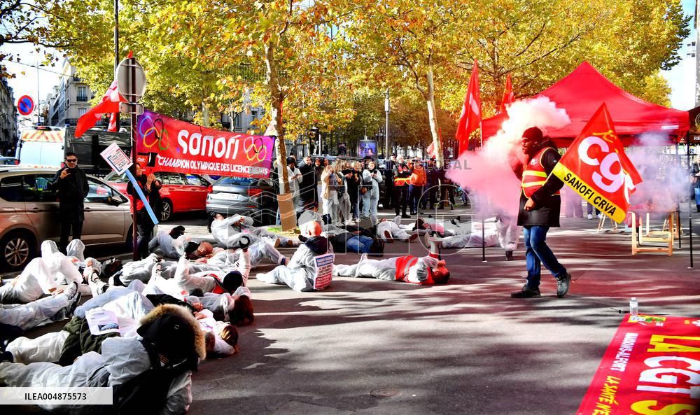 Inter-Union Rally In Front Of Maison Sanofi - Paris