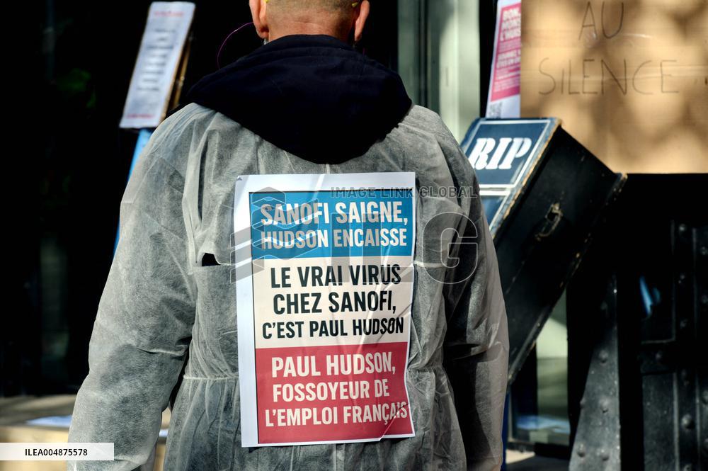 Inter-Union Rally In Front Of Maison Sanofi - Paris