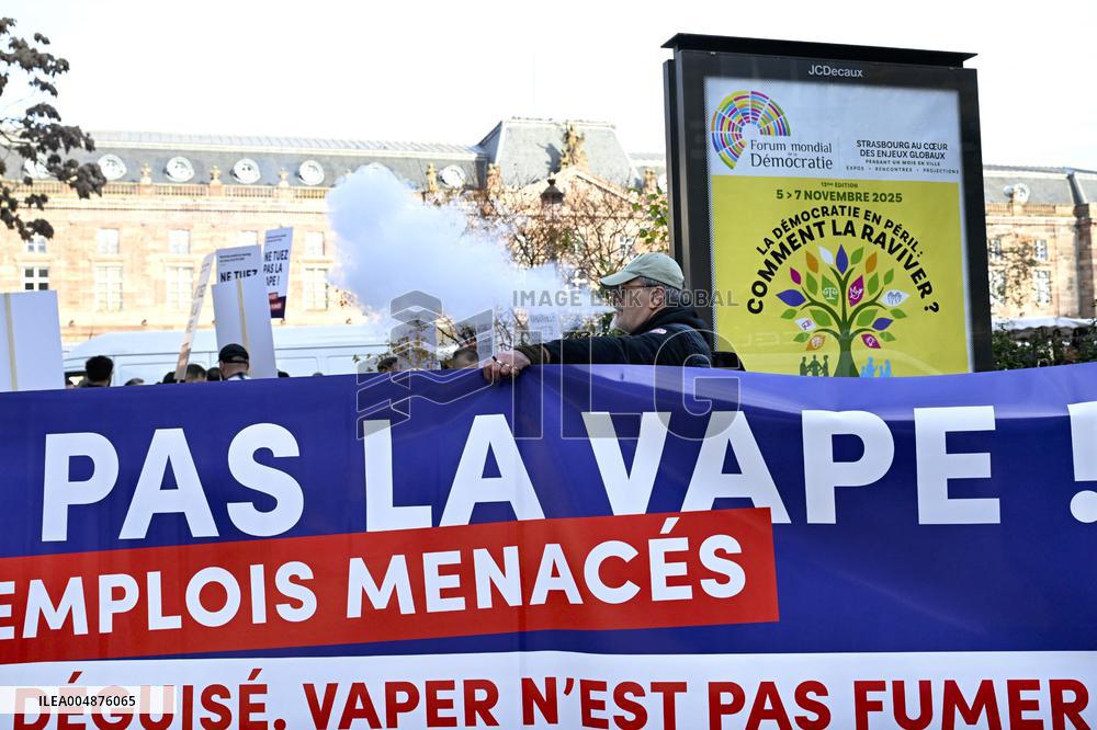 Protest Against Tax on E-Cigarette Liquids - Strasbourg