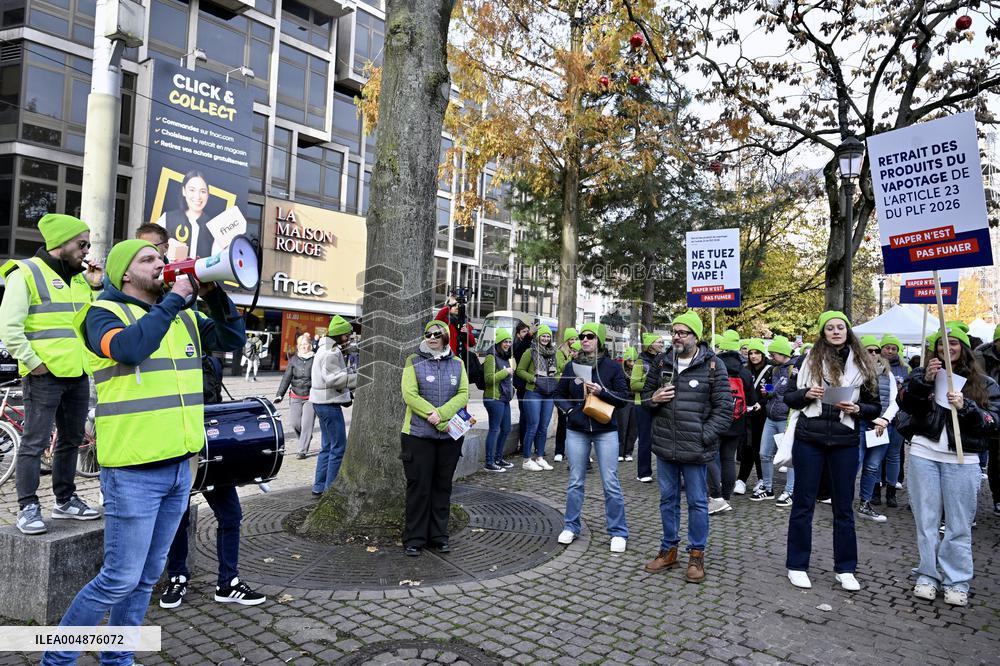 Protest Against Tax on E-Cigarette Liquids - Strasbourg