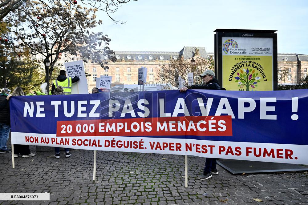 Protest Against Tax on E-Cigarette Liquids - Strasbourg