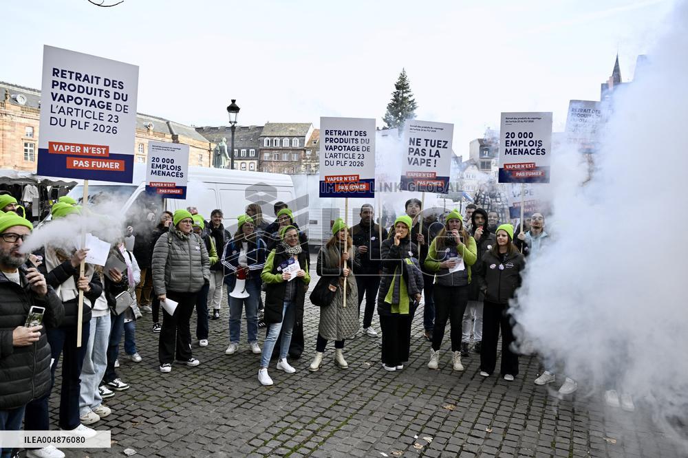 Protest Against Tax on E-Cigarette Liquids - Strasbourg