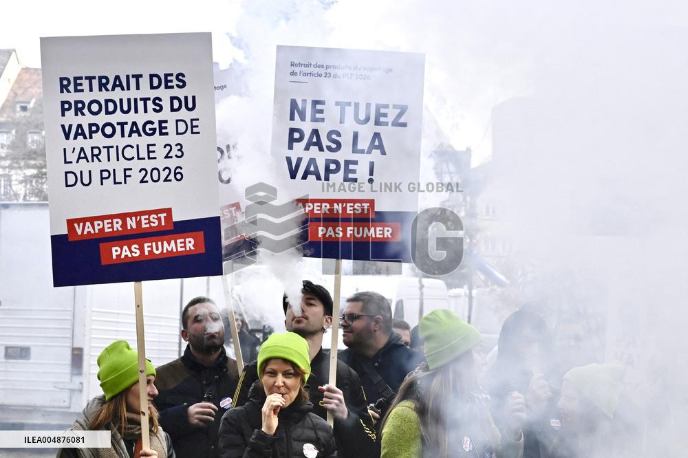 Protest Against Tax on E-Cigarette Liquids - Strasbourg