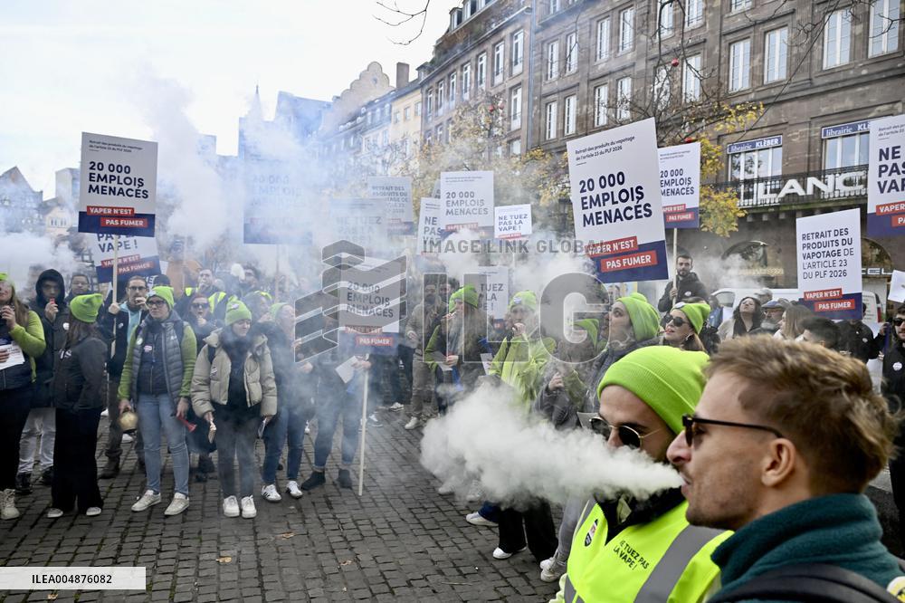 Protest Against Tax on E-Cigarette Liquids - Strasbourg