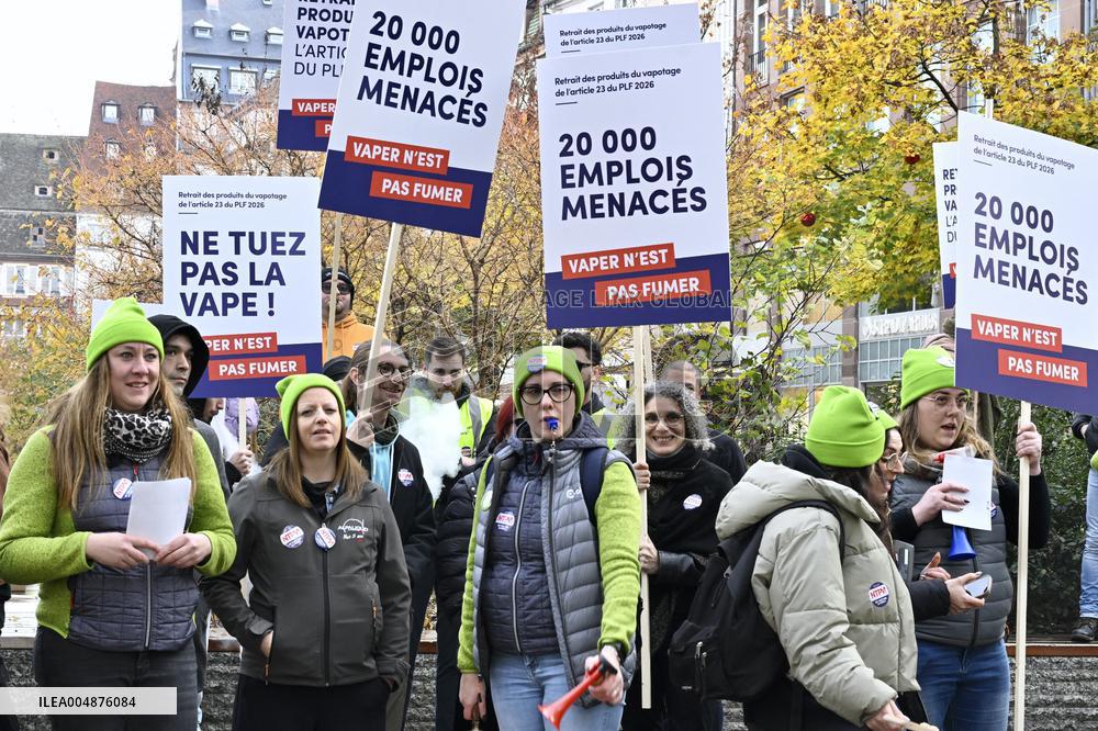 Protest Against Tax on E-Cigarette Liquids - Strasbourg