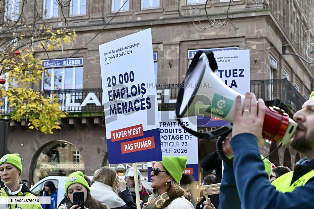 Protest Against Tax on E-Cigarette Liquids - Strasbourg