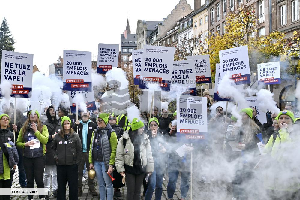 Protest Against Tax on E-Cigarette Liquids - Strasbourg