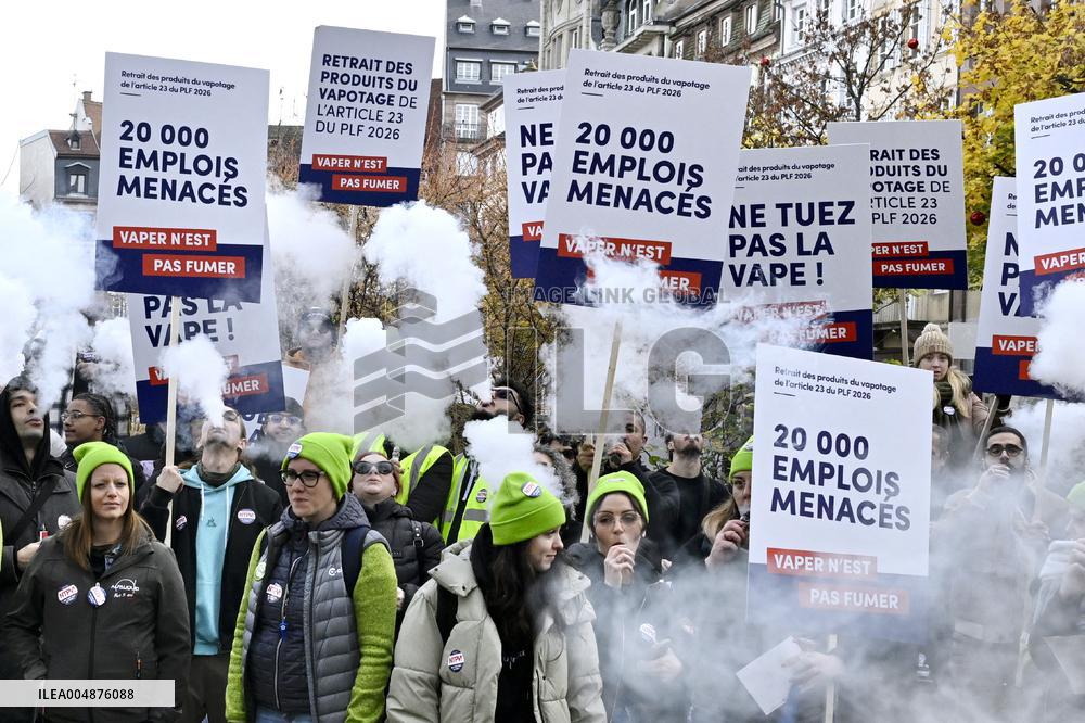 Protest Against Tax on E-Cigarette Liquids - Strasbourg