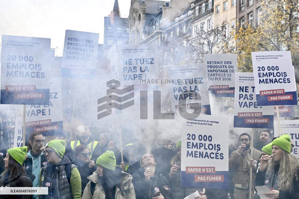 Protest Against Tax on E-Cigarette Liquids - Strasbourg