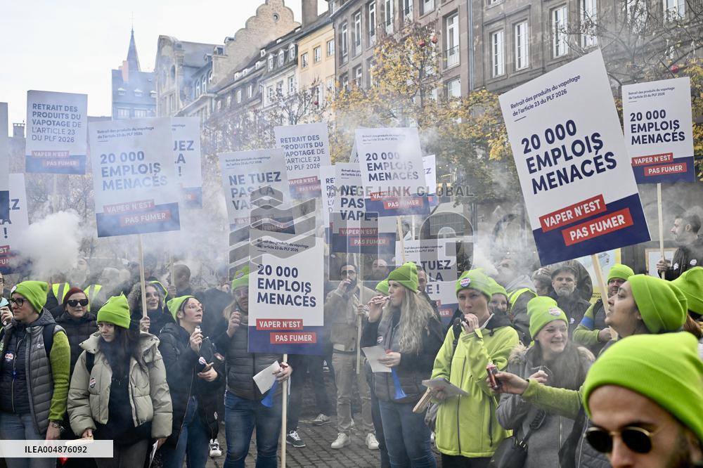 Protest Against Tax on E-Cigarette Liquids - Strasbourg