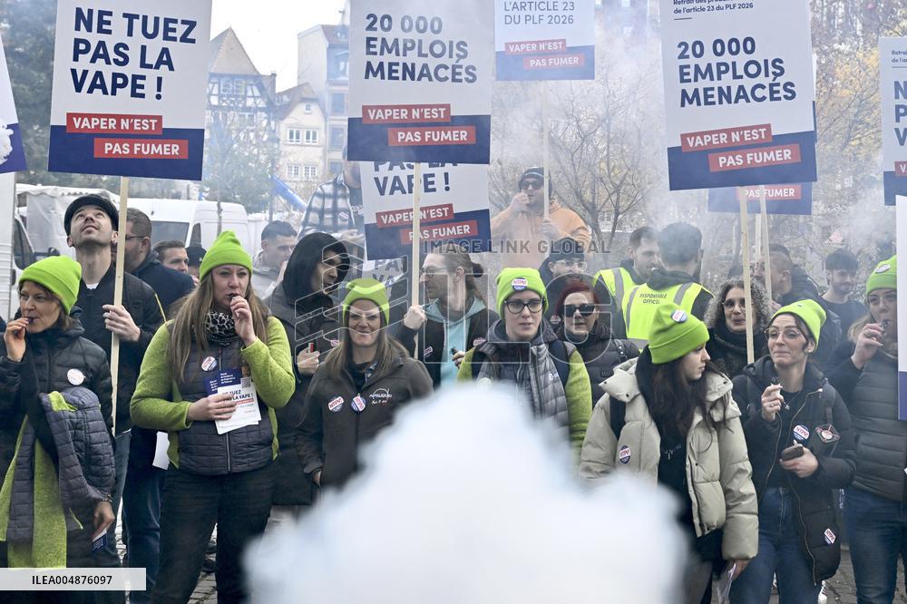 Protest Against Tax on E-Cigarette Liquids - Strasbourg