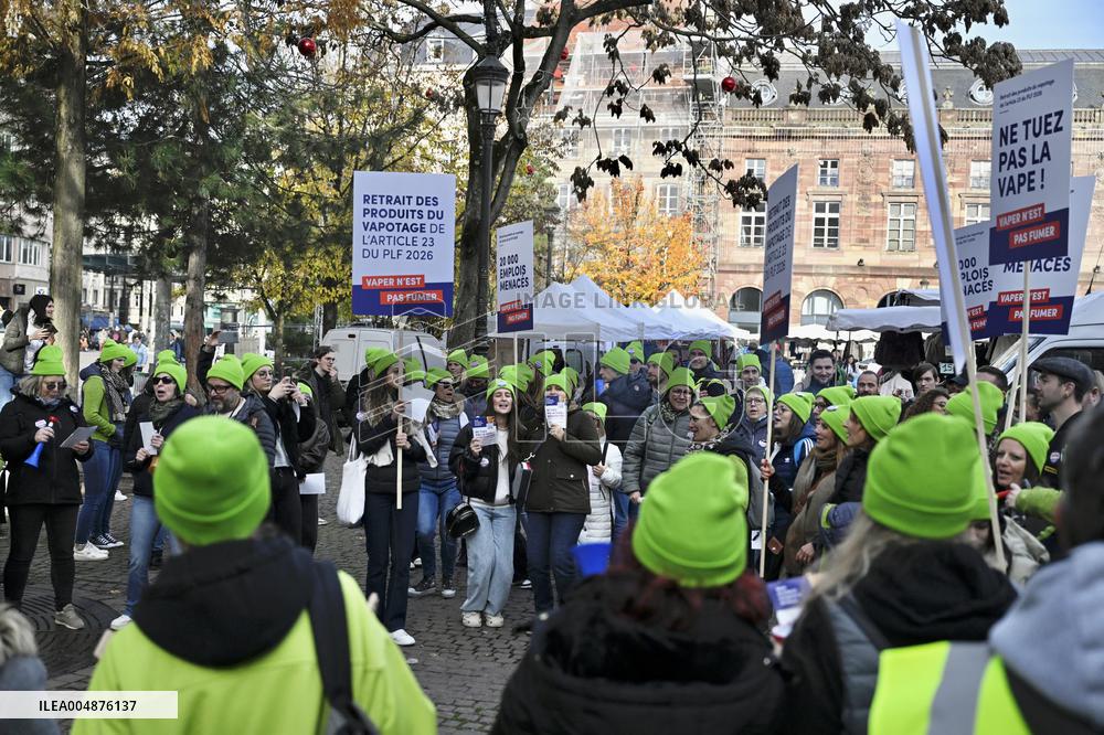Protest Against Tax on E-Cigarette Liquids - Strasbourg