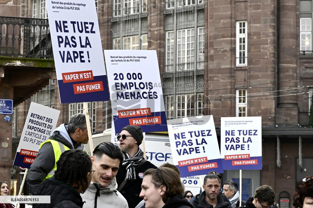 Protest Against Tax on E-Cigarette Liquids - Strasbourg