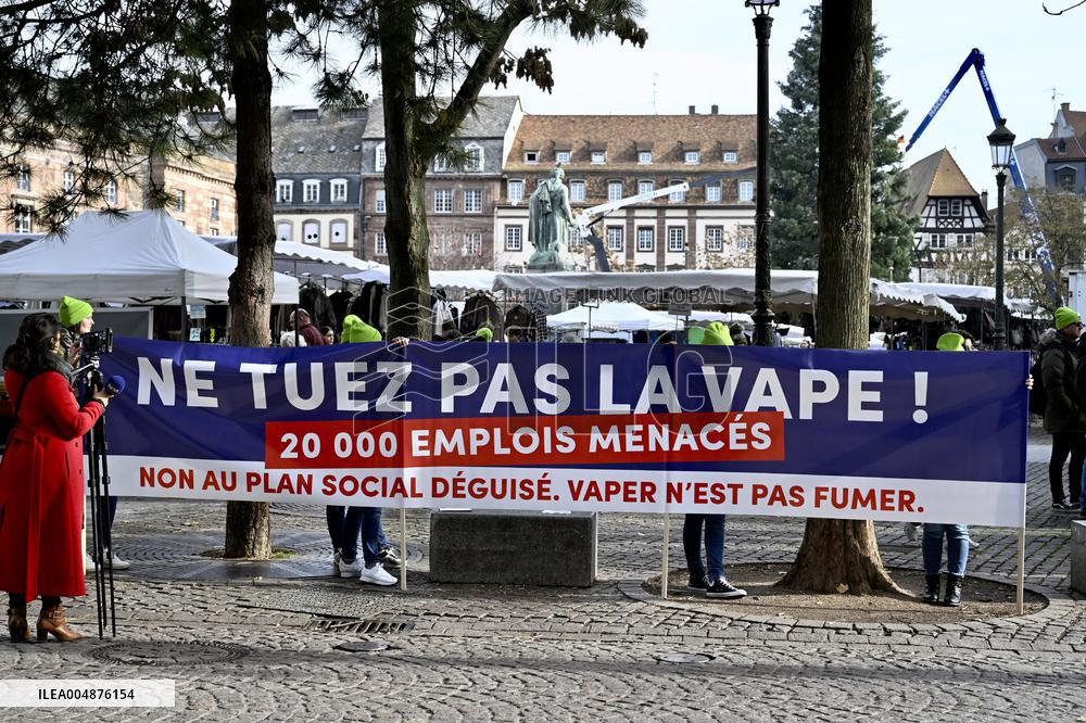Protest Against Tax on E-Cigarette Liquids - Strasbourg