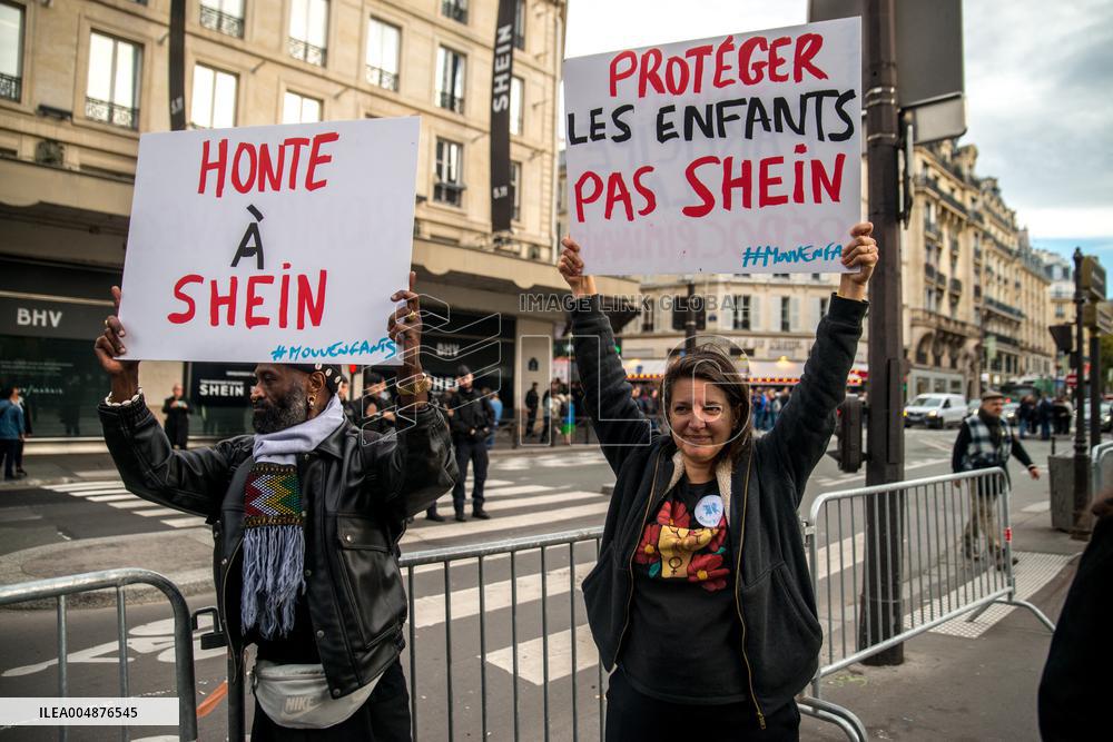 Protest Against Shein's Opening at BHV - Paris