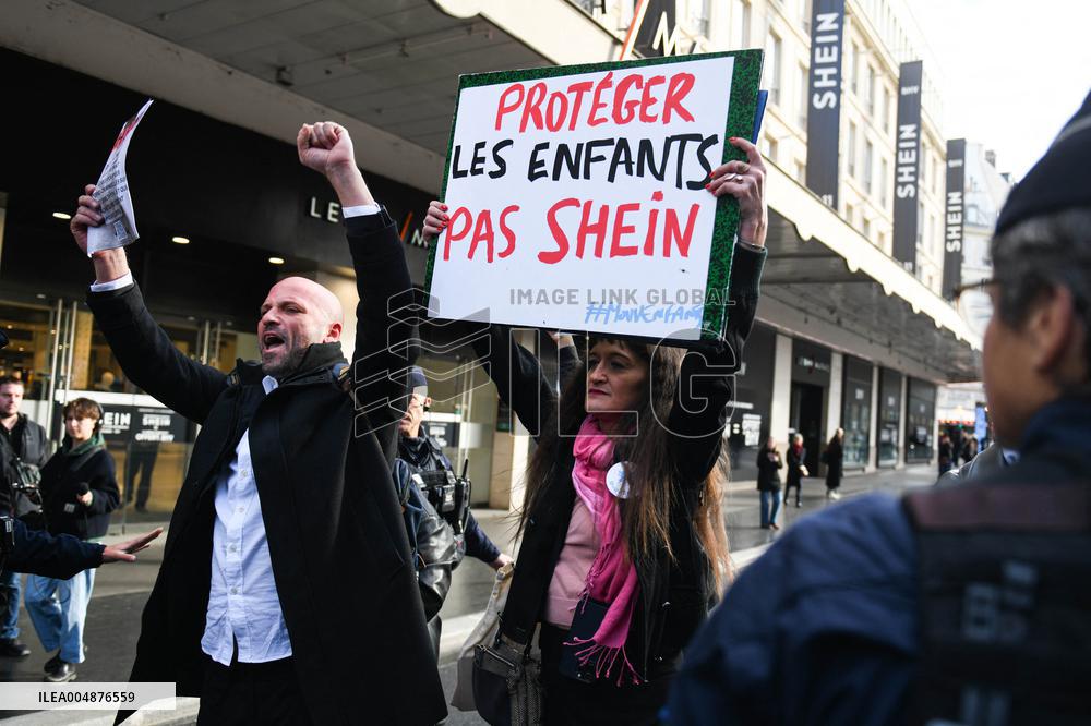 Protest Against Shein's Opening at BHV - Paris