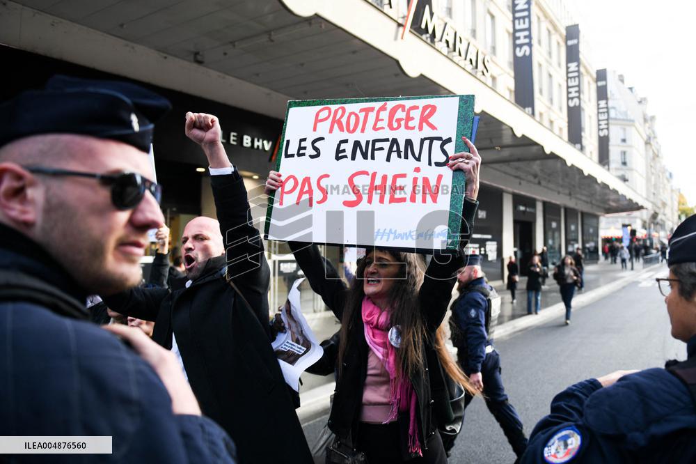 Protest Against Shein's Opening at BHV - Paris