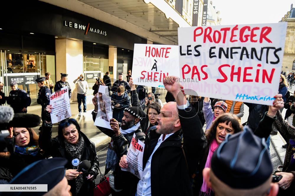 Protest Against Shein's Opening at BHV - Paris