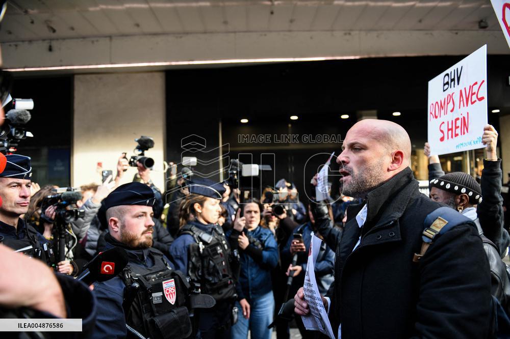 Protest Against Shein's Opening at BHV - Paris