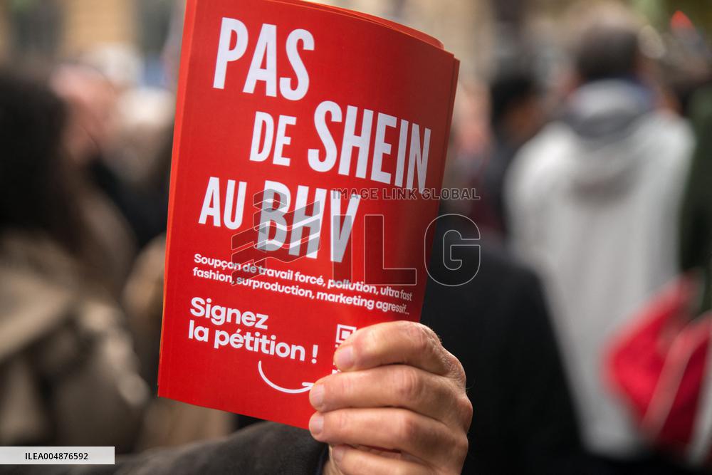 Protest Against Shein's Opening at BHV - Paris
