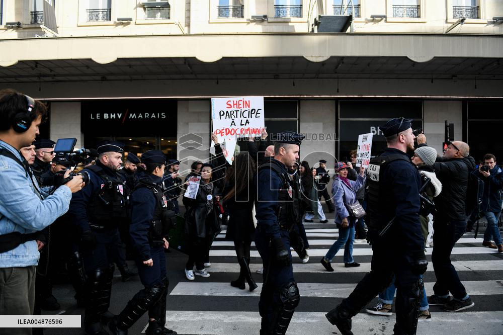 Protest Against Shein's Opening at BHV - Paris