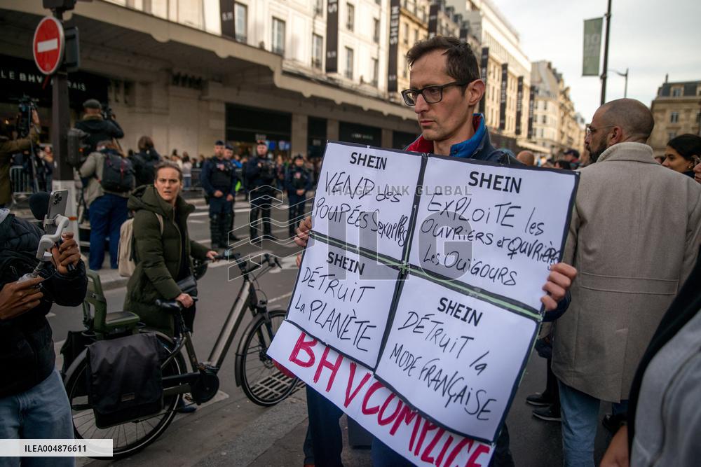 Protest Against Shein's Opening at BHV - Paris