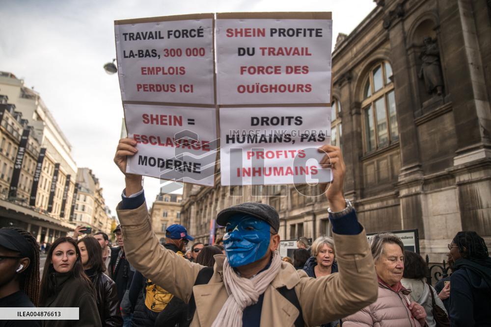 Protest Against Shein's Opening at BHV - Paris