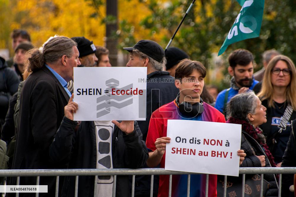 Protest Against Shein's Opening at BHV - Paris
