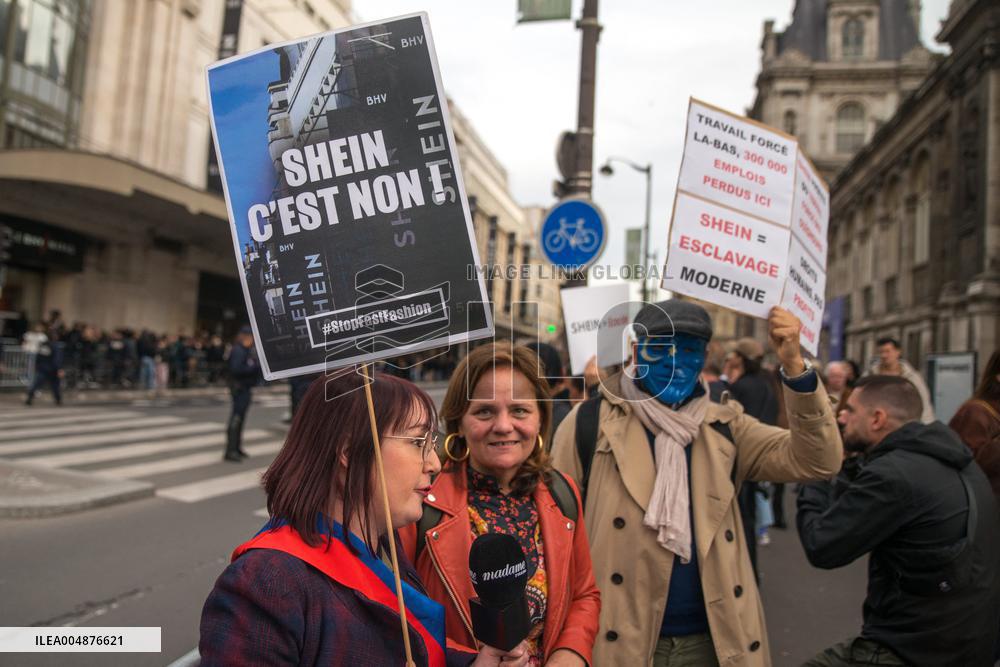 Protest Against Shein's Opening at BHV - Paris