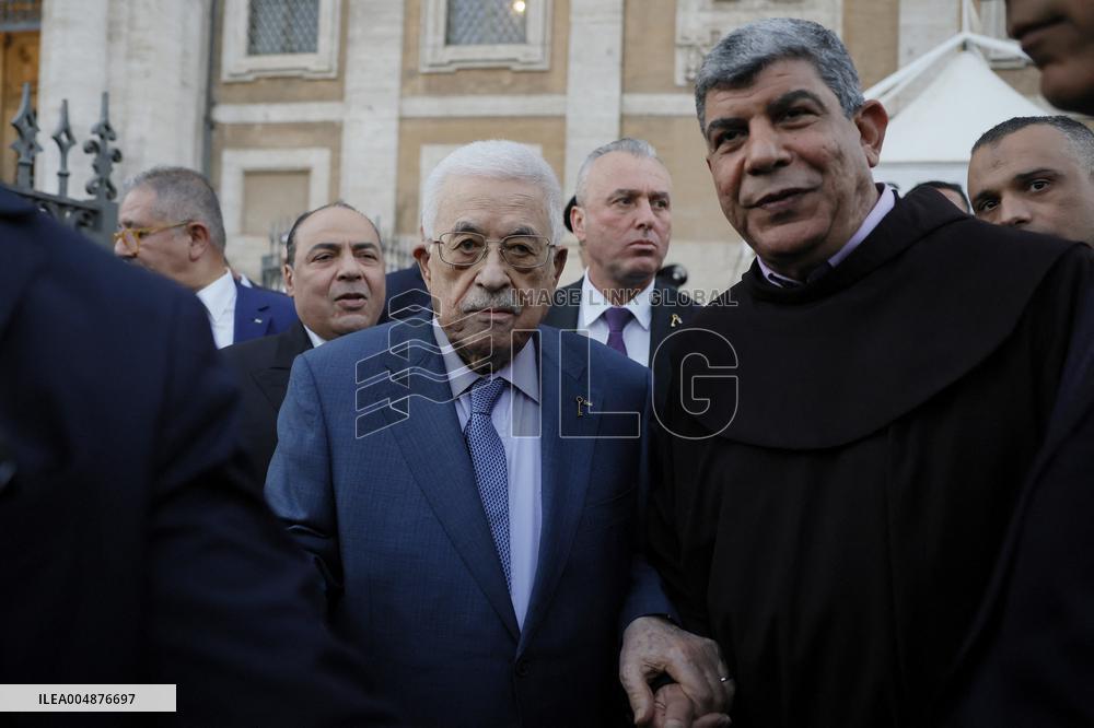 Palestinian President Abbas Visits the Tomb of Pope Francis - Rome