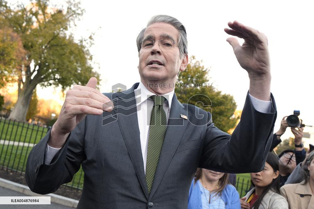 Scott Bessent talks to reporters - Washington