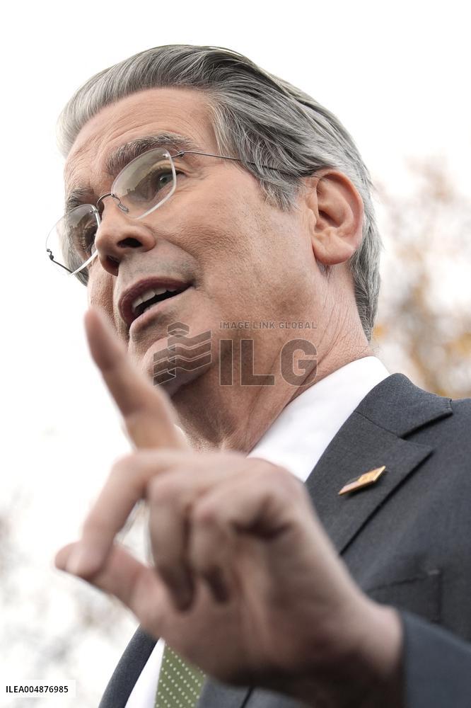 Scott Bessent talks to reporters - Washington