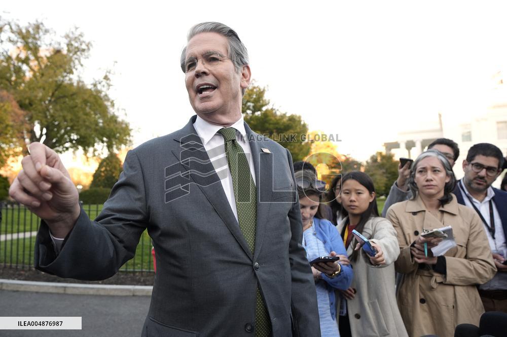 Scott Bessent talks to reporters - Washington